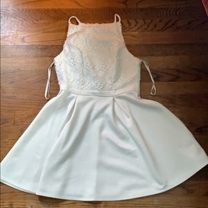 White shirt dress with lace on the top